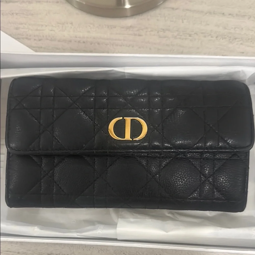Dior Black Quilted Leather Wallet